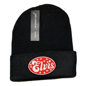 Elvis Beanie Hat Embroidered Rock Skull Cap Warm Cap Black Mens Womens